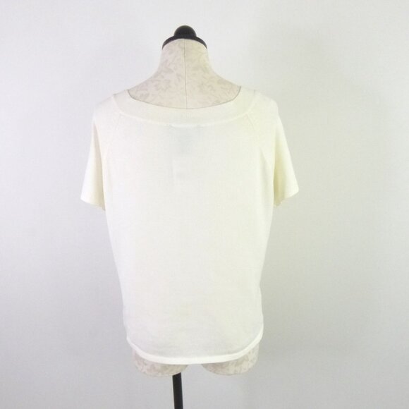 New Norton McNaughton Women's L Key Items Ivory Boat Neck Short Sleeve Sweater - Picture 6 of 8